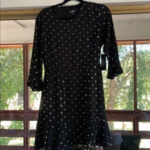 NWT lulus black dress with gold dots